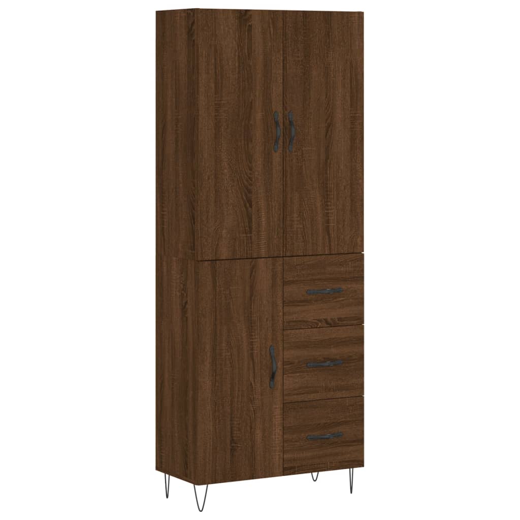 vidaXL Aparador alto madera contrachapada marrón roble 69,5x34x180 cm