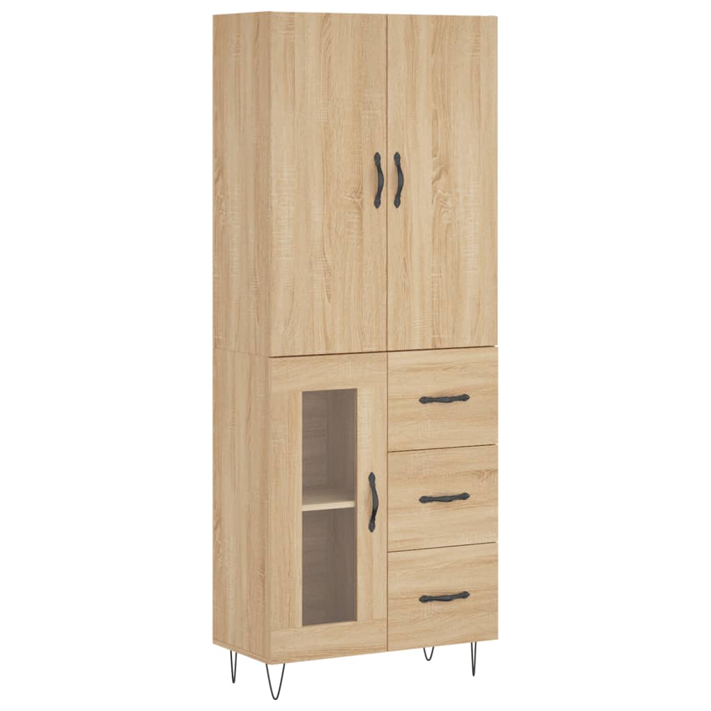 vidaXL Aparador alto madera contrachapada color roble 69,5x34x180 cm