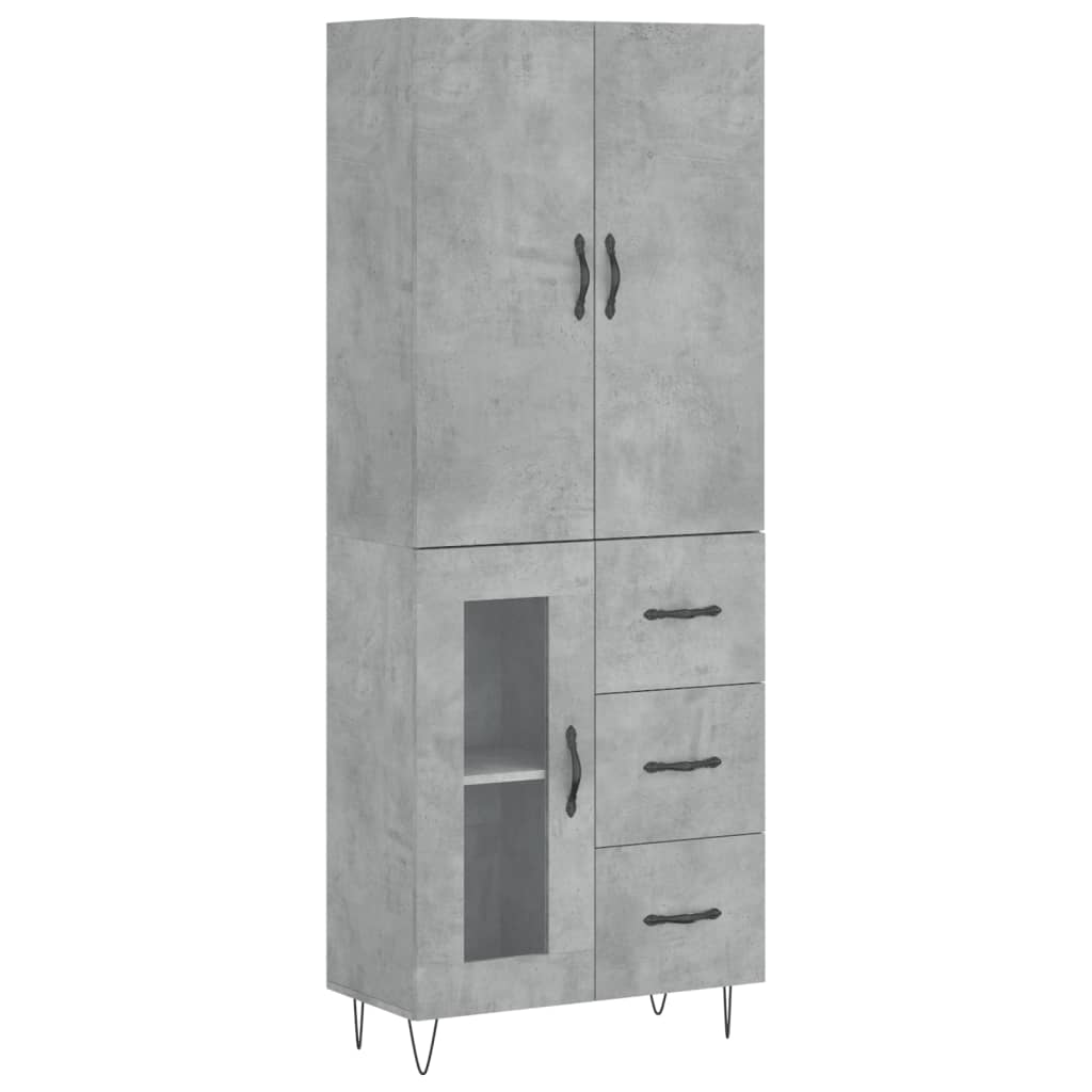 vidaXL Aparador alto madera contrachapada gris hormigón 69,5x34x180 cm