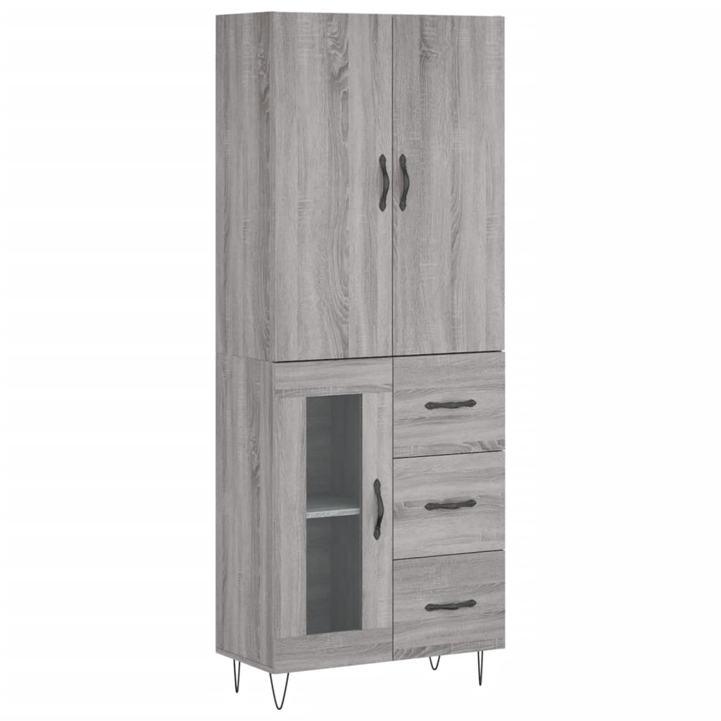 vidaXL Aparador alto madera contrachapada gris sonoma 69,5x34x180 cm