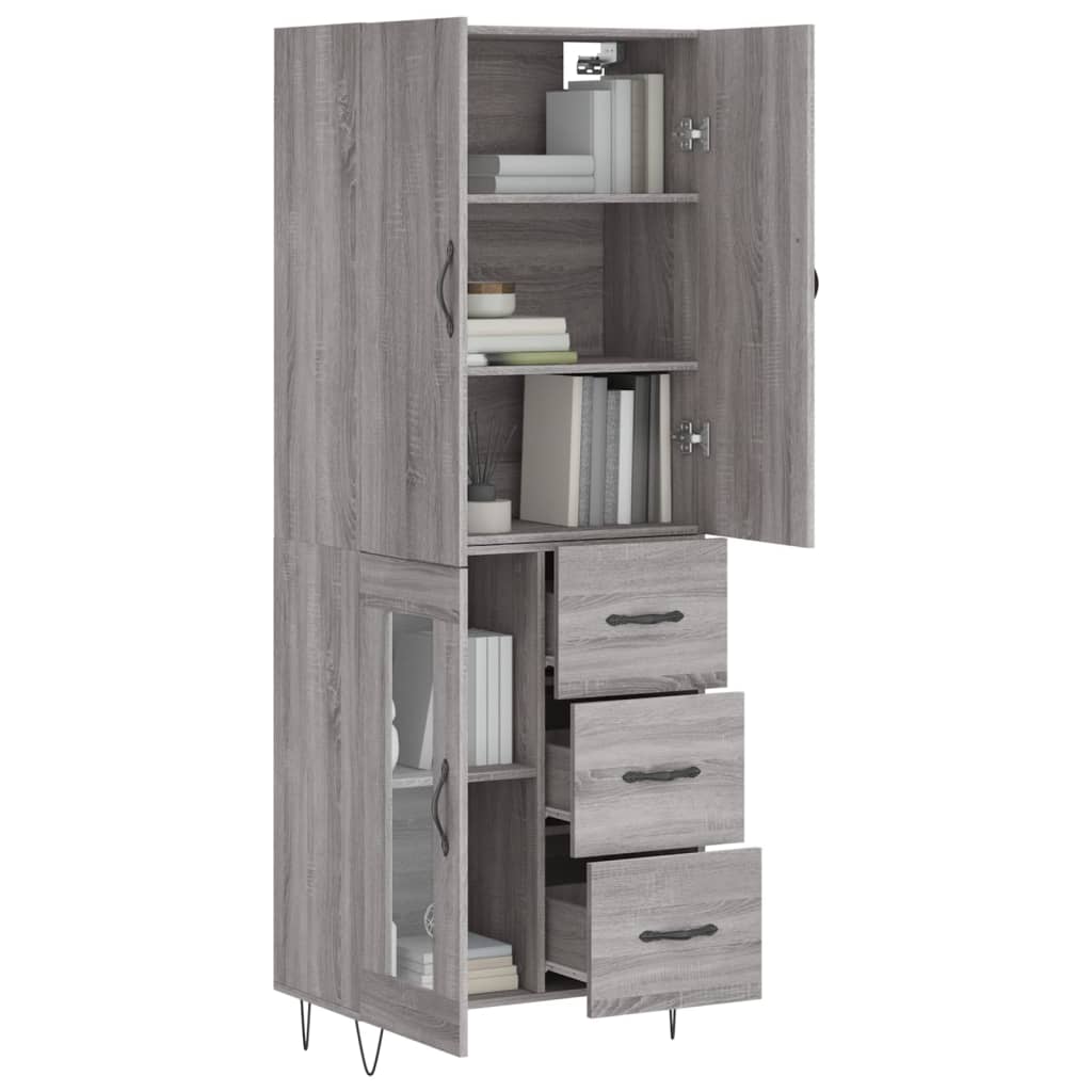 vidaXL Aparador alto madera contrachapada gris sonoma 69,5x34x180 cm