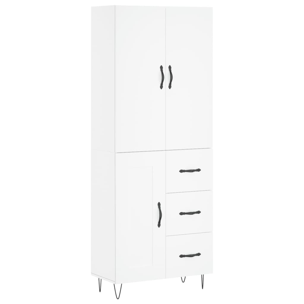 vidaXL Aparador alto madera contrachapada blanco 69,5x34x180 cm