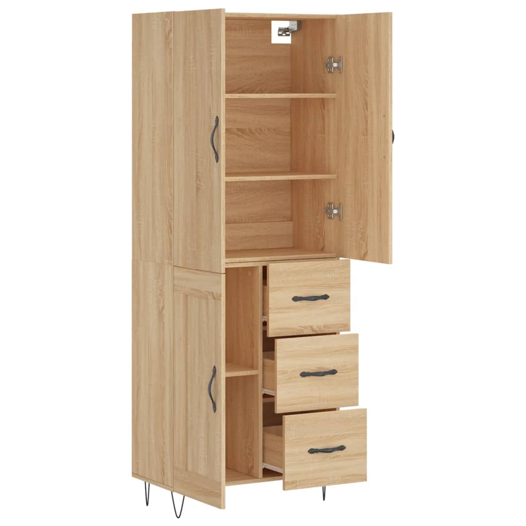 vidaXL Aparador alto madera contrachapada color roble 69,5x34x180 cm