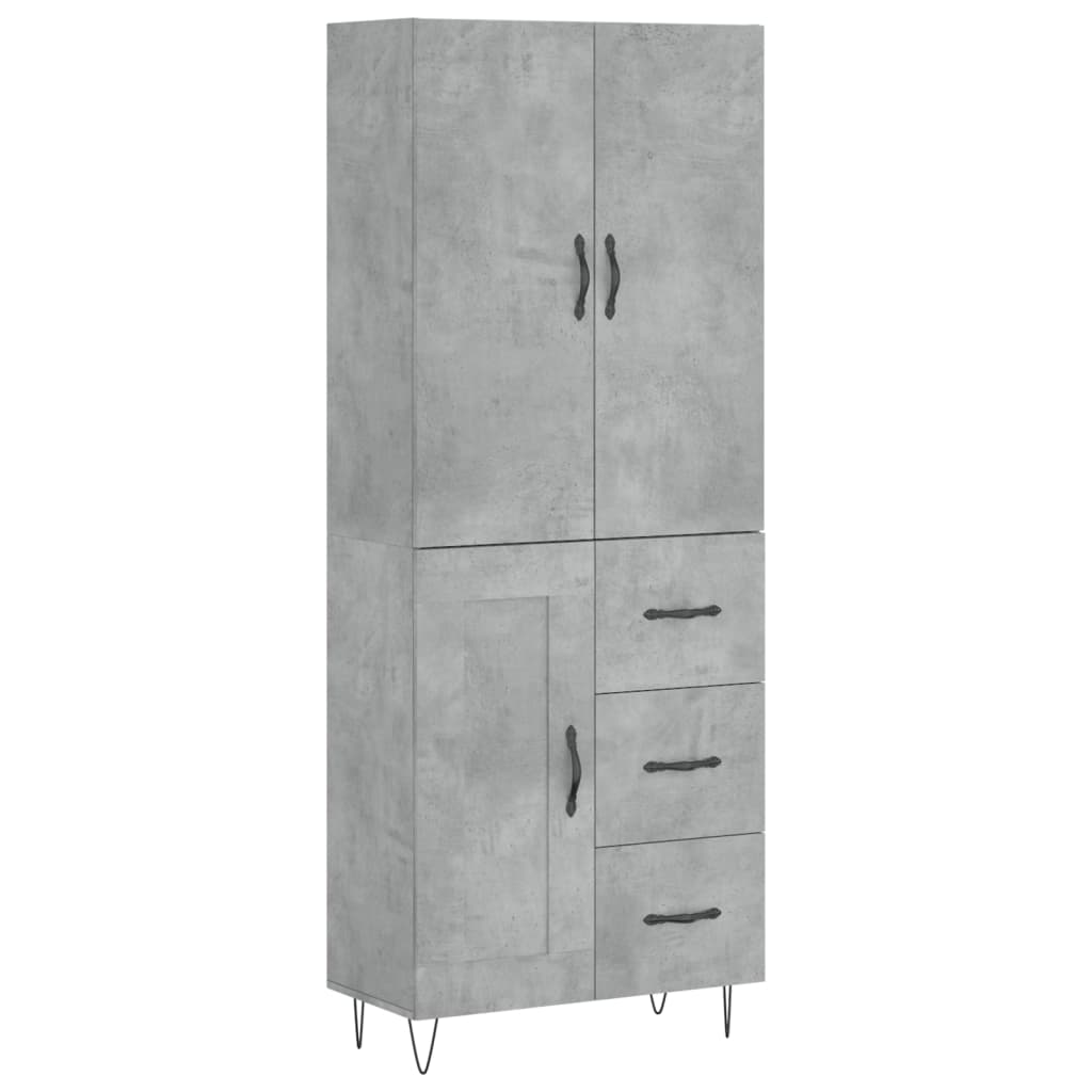 vidaXL Aparador alto madera contrachapada gris hormigón 69,5x34x180 cm