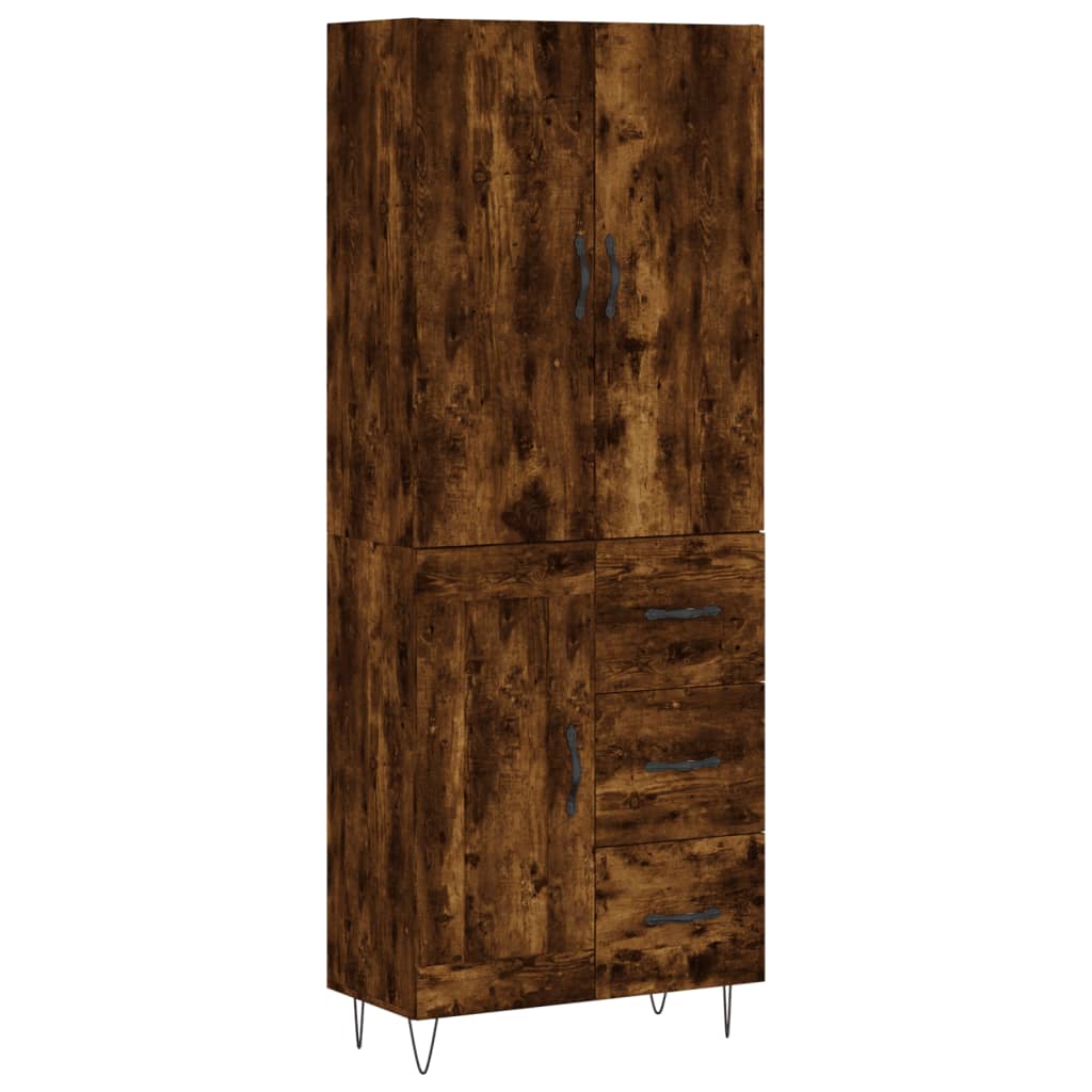 vidaXL Aparador alto madera contrachapada roble ahumado 69,5x34x180 cm