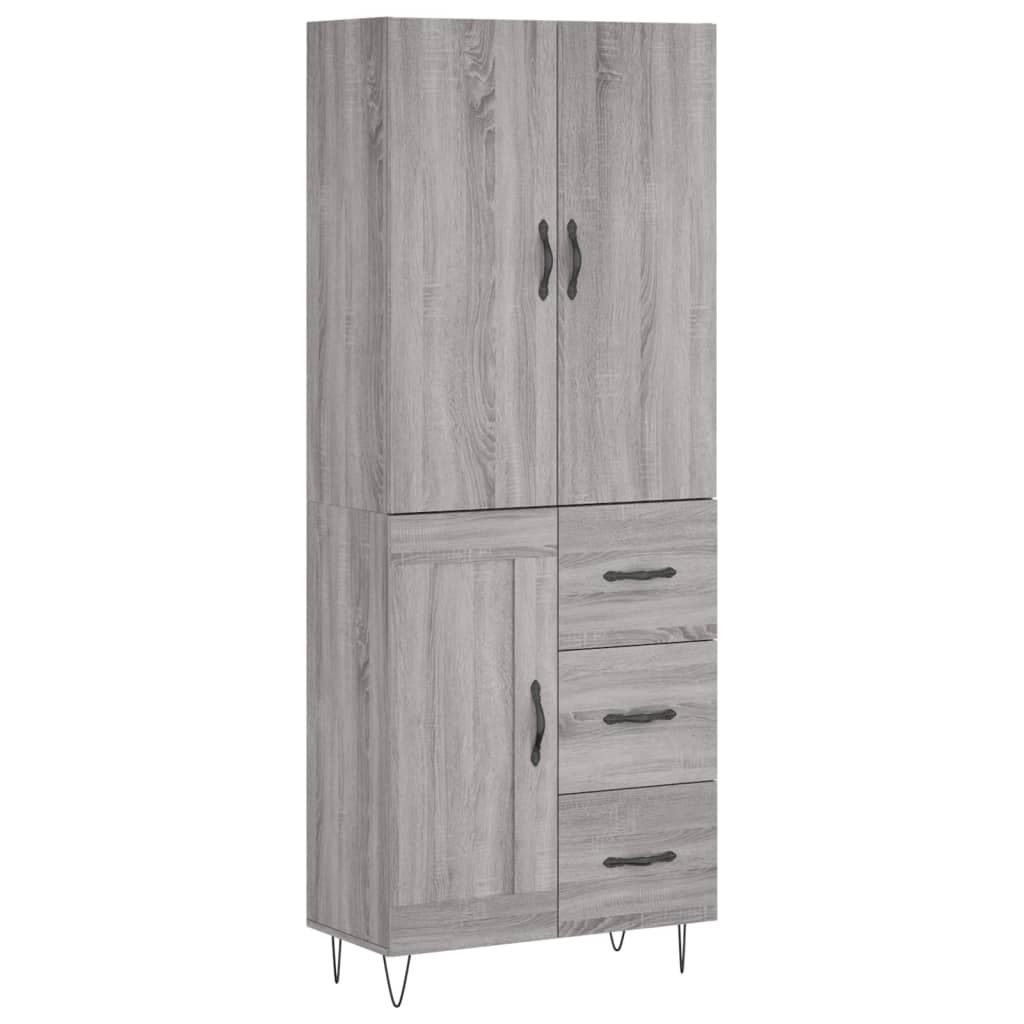 vidaXL Aparador alto madera contrachapada gris sonoma 69,5x34x180 cm