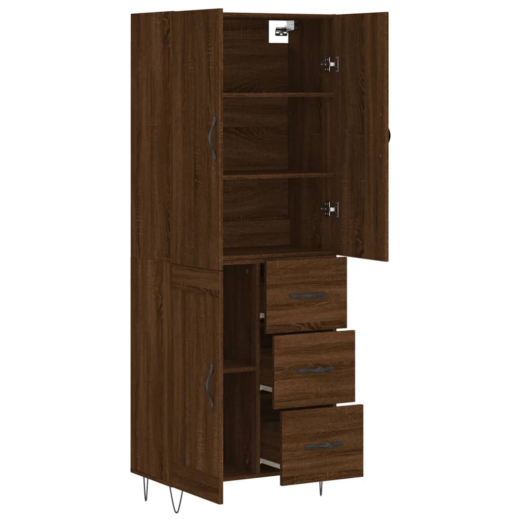 vidaXL Aparador alto madera contrachapada marrón roble 69,5x34x180 cm