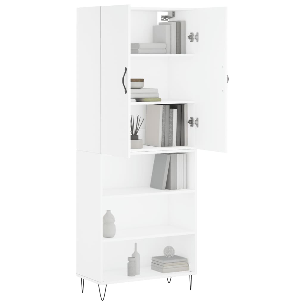 vidaXL Aparador alto madera contrachapada blanco 69,5x34x180 cm