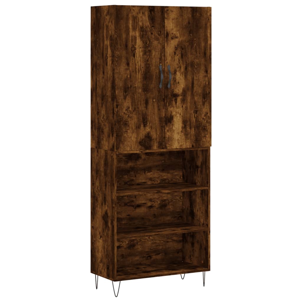 vidaXL Aparador alto madera contrachapada roble ahumado 69,5x34x180 cm