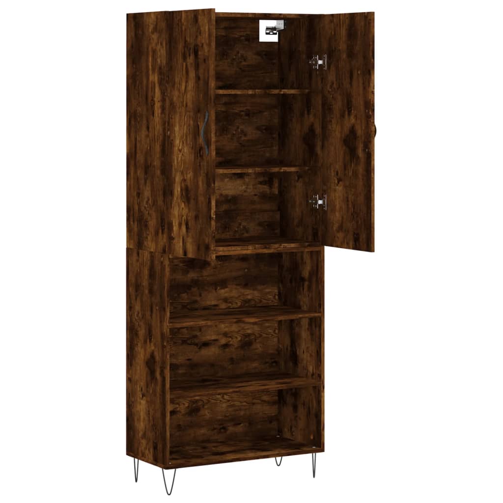 vidaXL Aparador alto madera contrachapada roble ahumado 69,5x34x180 cm