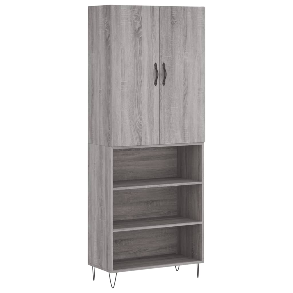 vidaXL Aparador alto madera contrachapada gris sonoma 69,5x34x180 cm