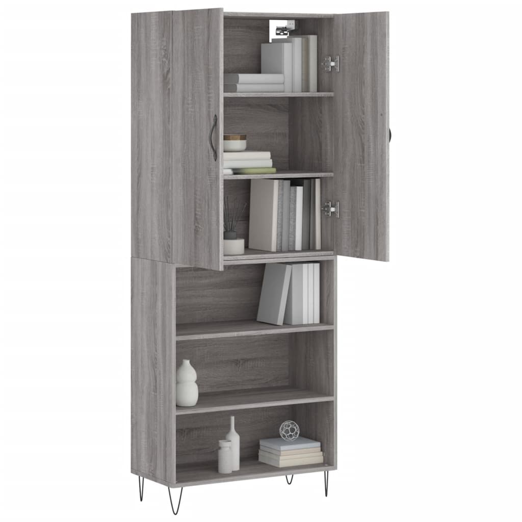 vidaXL Aparador alto madera contrachapada gris sonoma 69,5x34x180 cm