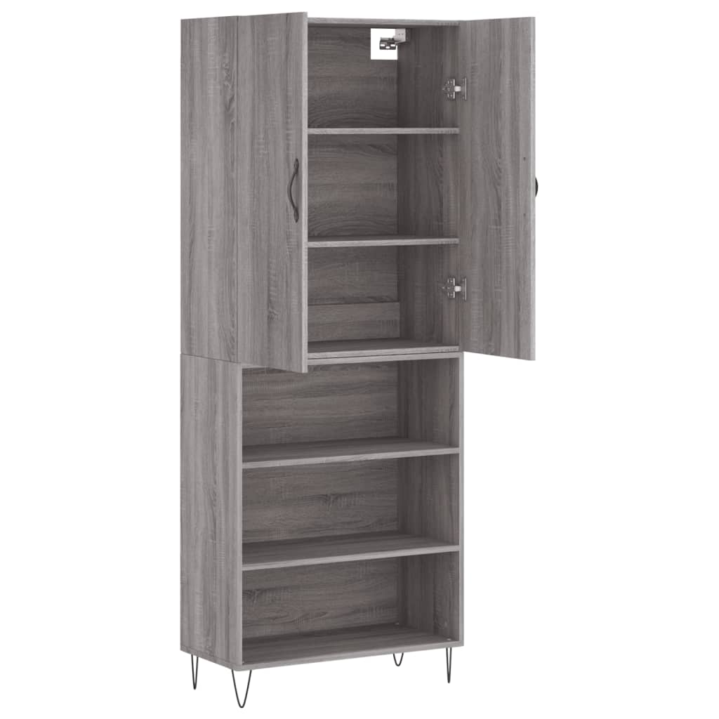 vidaXL Aparador alto madera contrachapada gris sonoma 69,5x34x180 cm