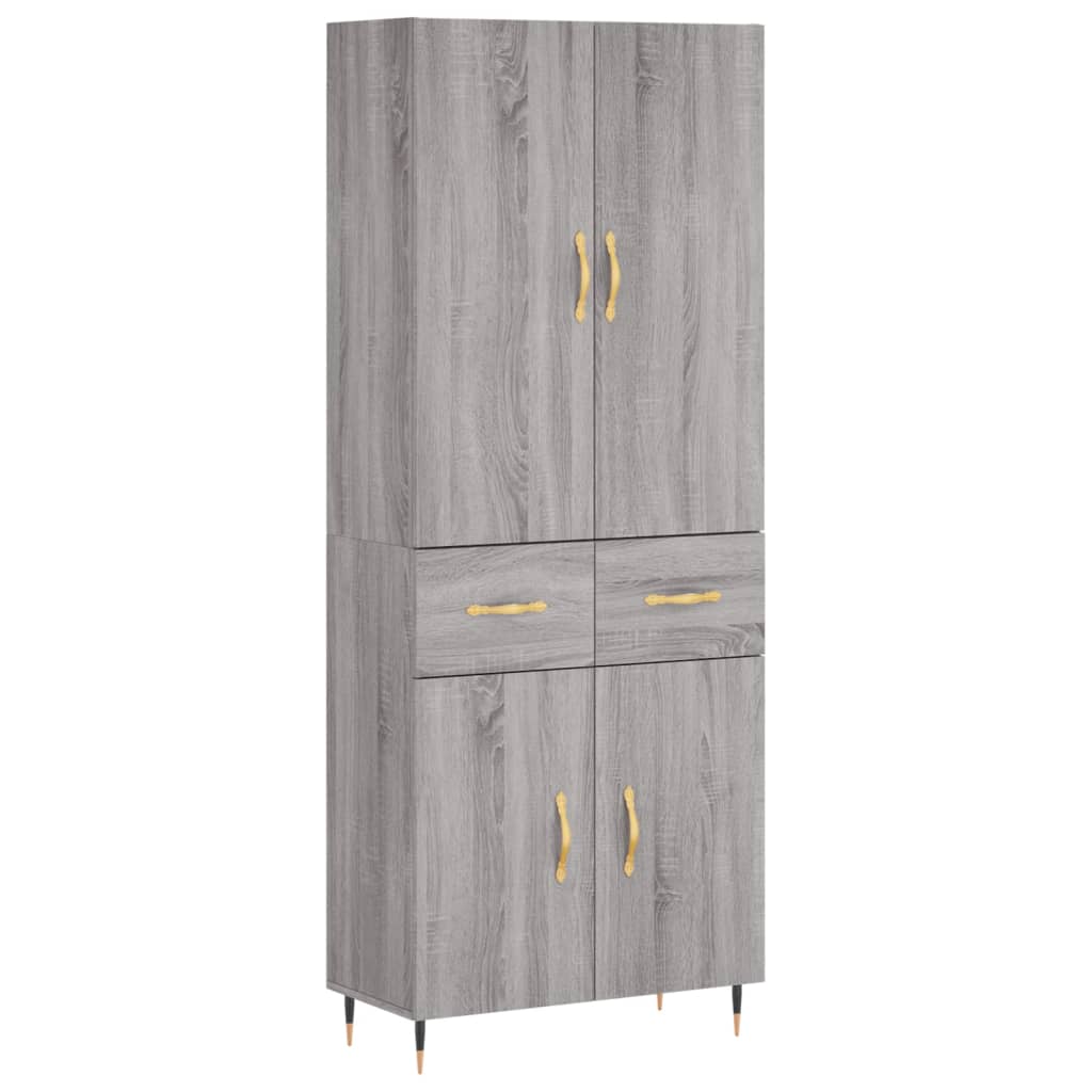 vidaXL Aparador alto madera contrachapada gris sonoma 69,5x34x180 cm