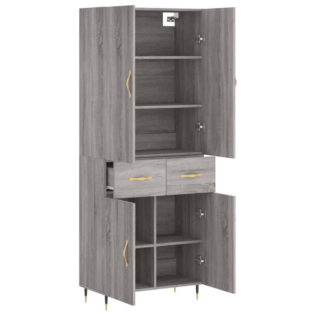 vidaXL Aparador alto madera contrachapada gris sonoma 69,5x34x180 cm