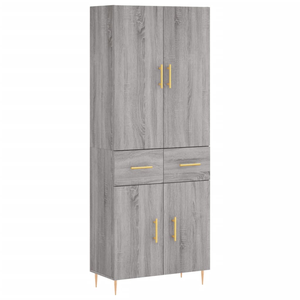 vidaXL Aparador alto madera contrachapada gris sonoma 69,5x34x180 cm