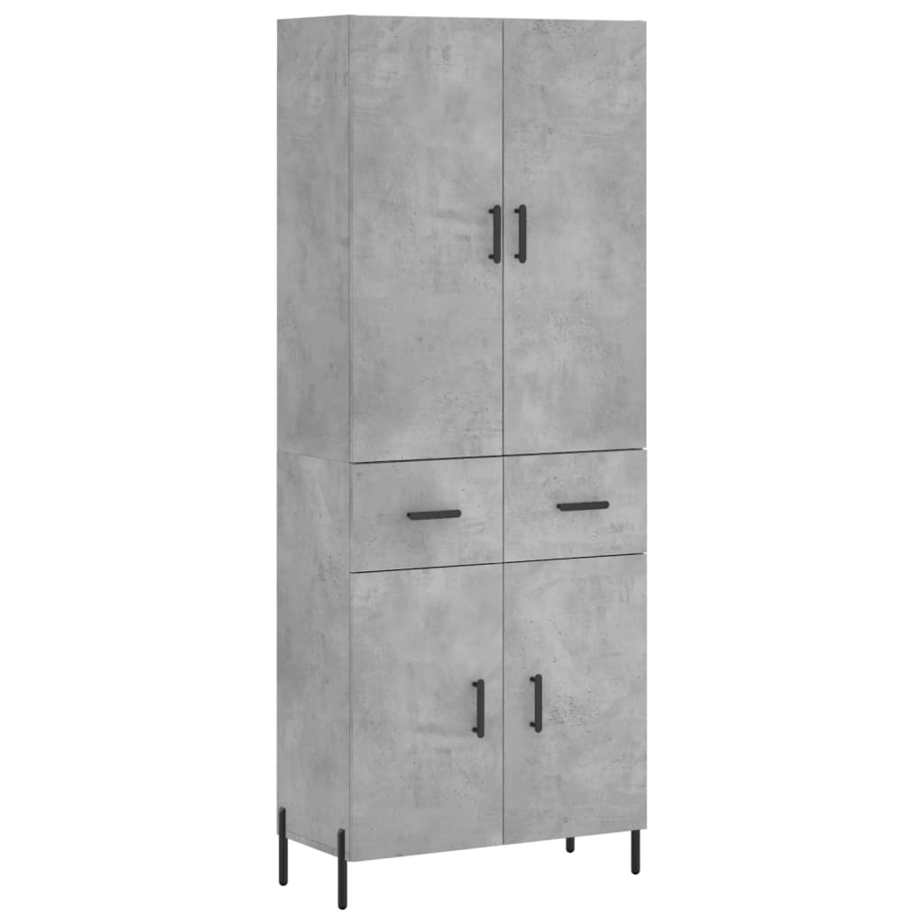 vidaXL Aparador alto madera contrachapada gris hormigón 69,5x34x180 cm