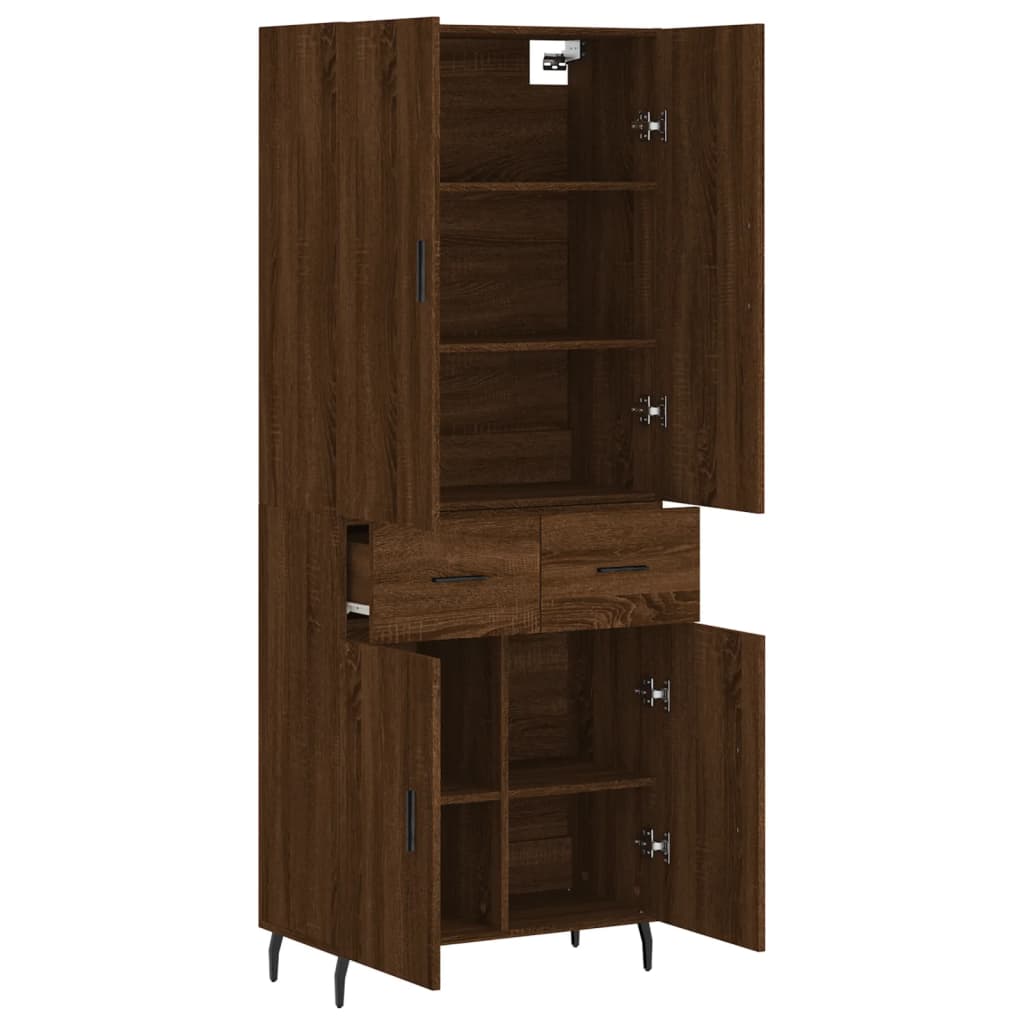 vidaXL Aparador alto madera contrachapada marrón roble 69,5x34x180 cm