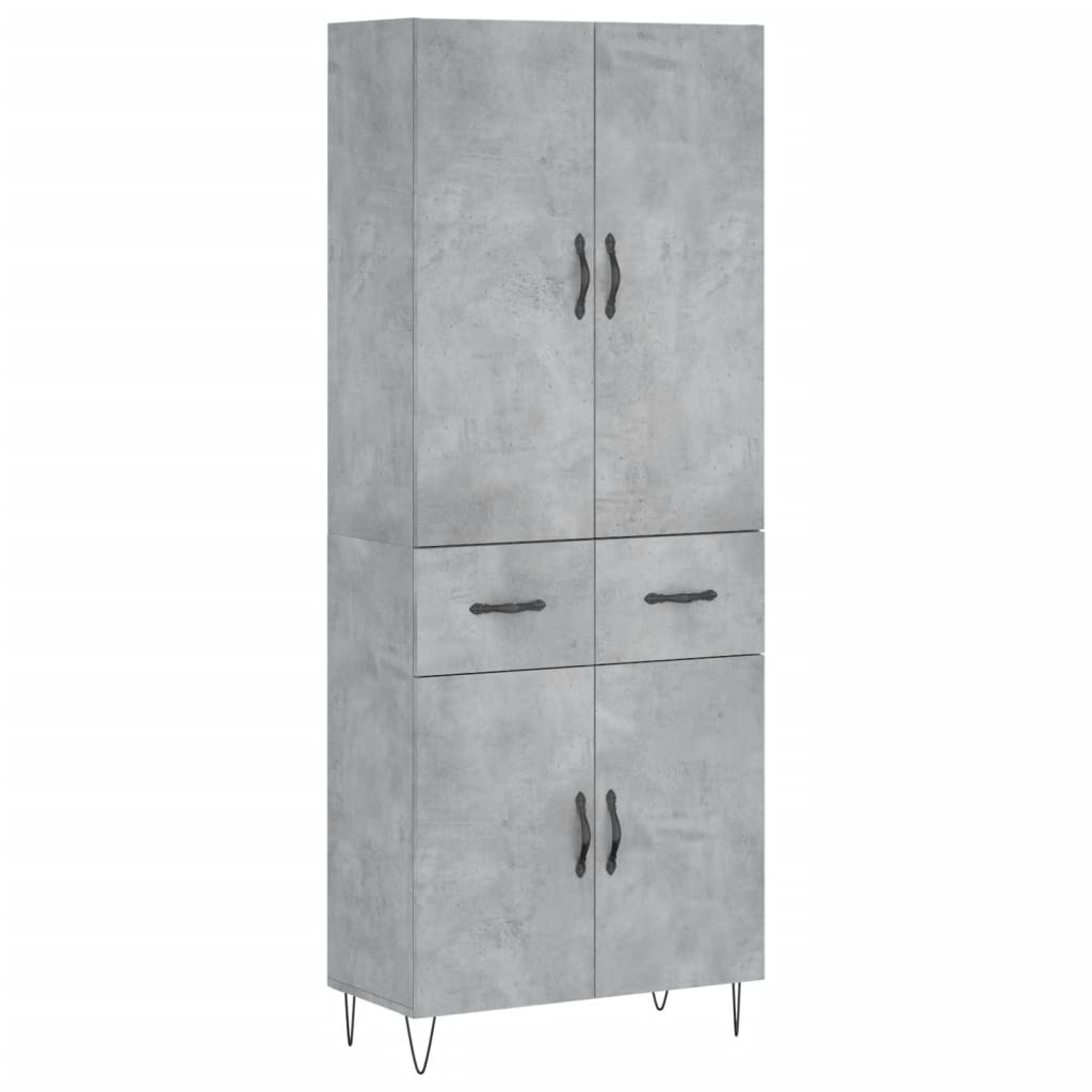 vidaXL Aparador alto madera contrachapada gris hormigón 69,5x34x180 cm