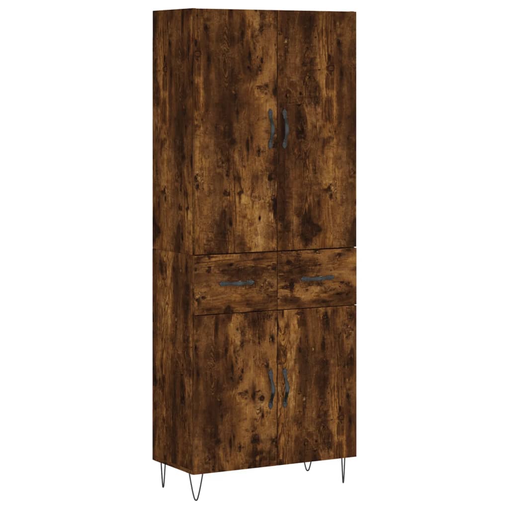 vidaXL Aparador alto madera contrachapada roble ahumado 69,5x34x180 cm