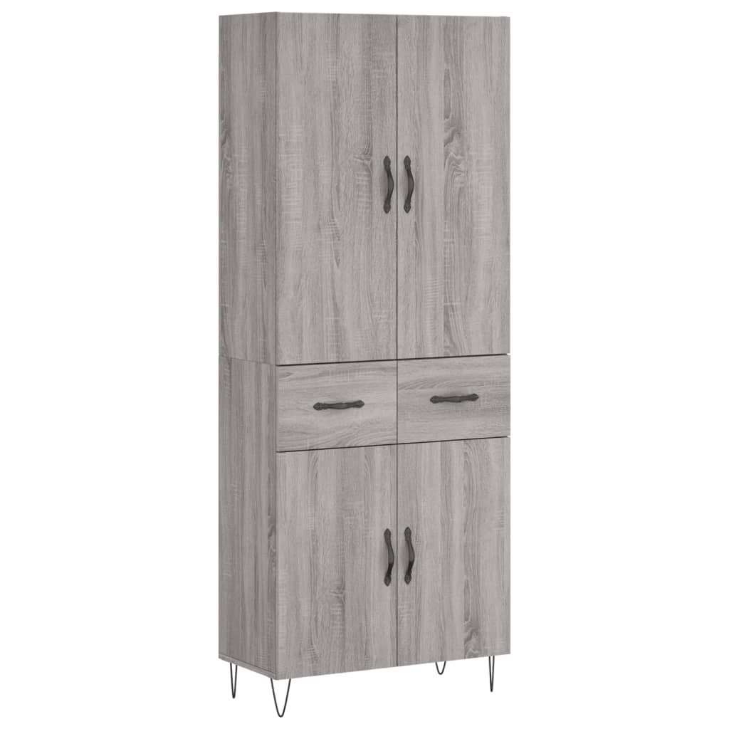 vidaXL Aparador alto madera contrachapada gris sonoma 69,5x34x180 cm