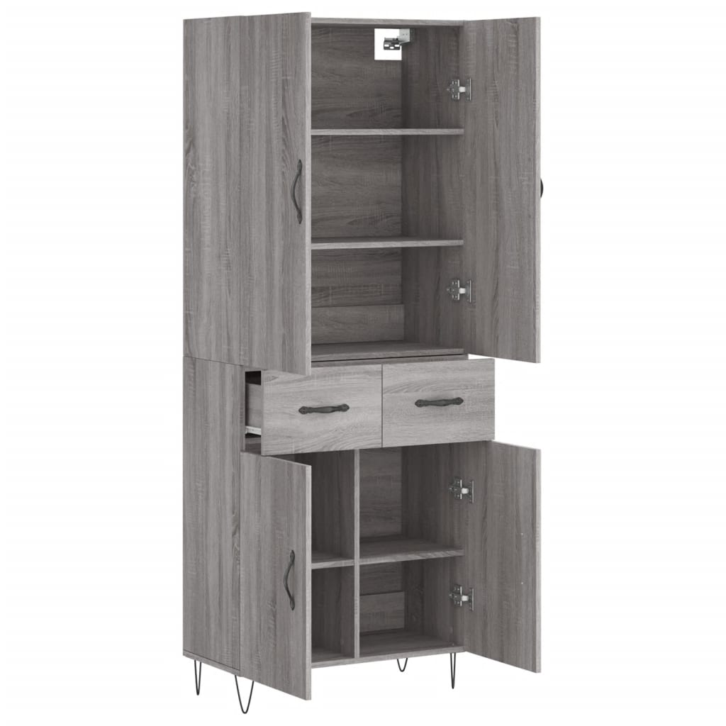 vidaXL Aparador alto madera contrachapada gris sonoma 69,5x34x180 cm