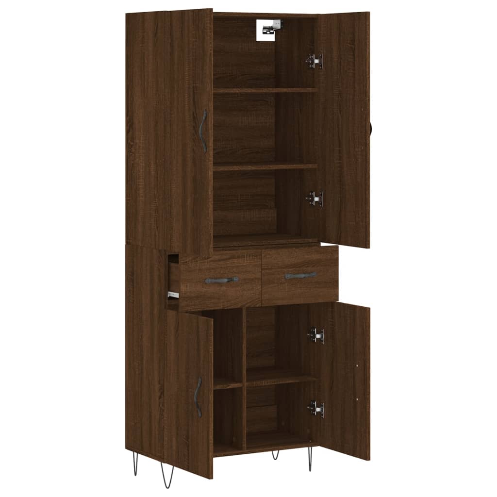 vidaXL Aparador alto madera contrachapada marrón roble 69,5x34x180 cm