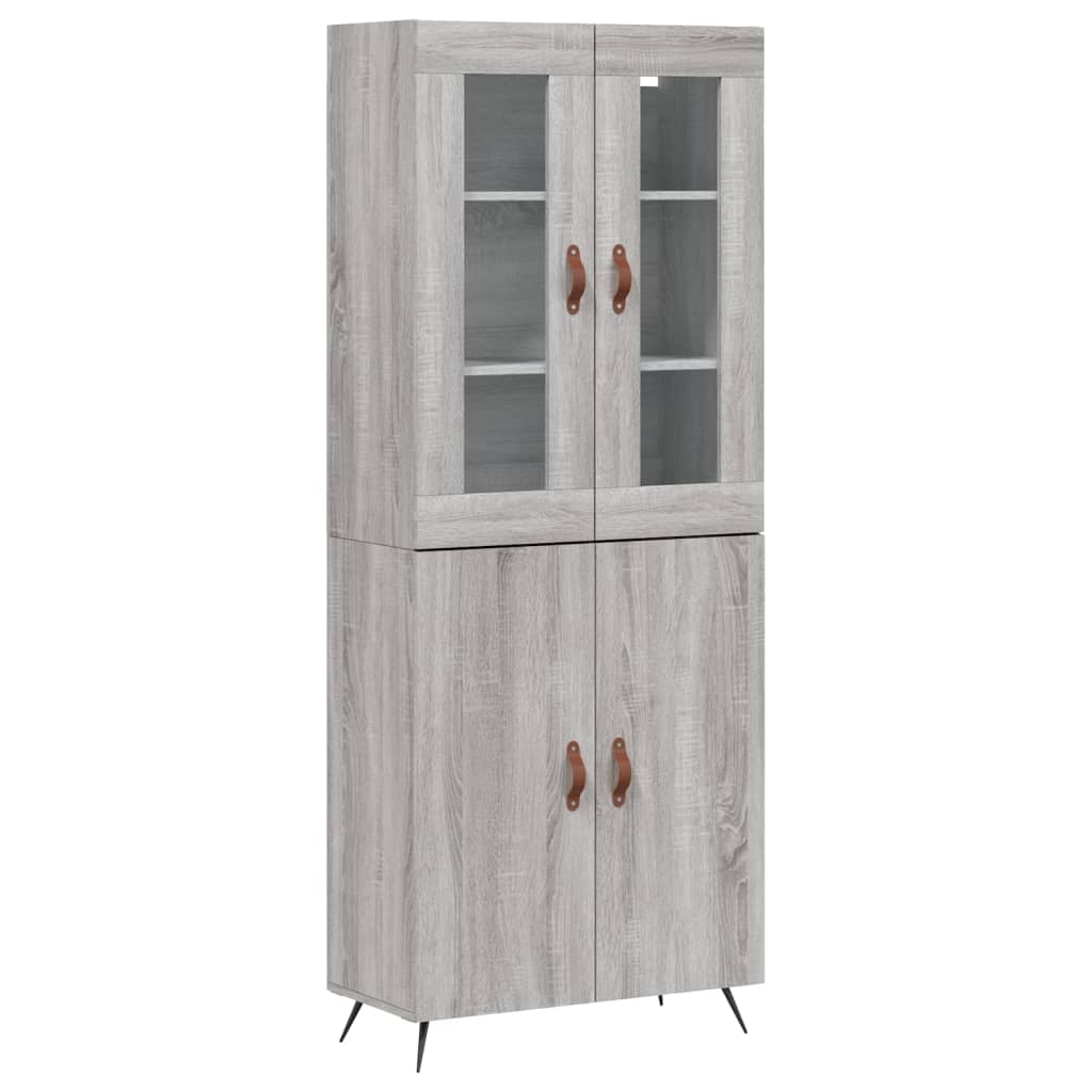 vidaXL Aparador alto madera contrachapada gris sonoma 69,5x34x180 cm