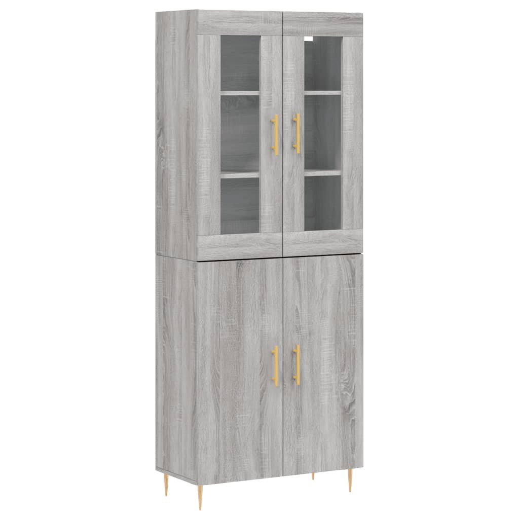 vidaXL Aparador alto madera contrachapada gris sonoma 69,5x34x180 cm