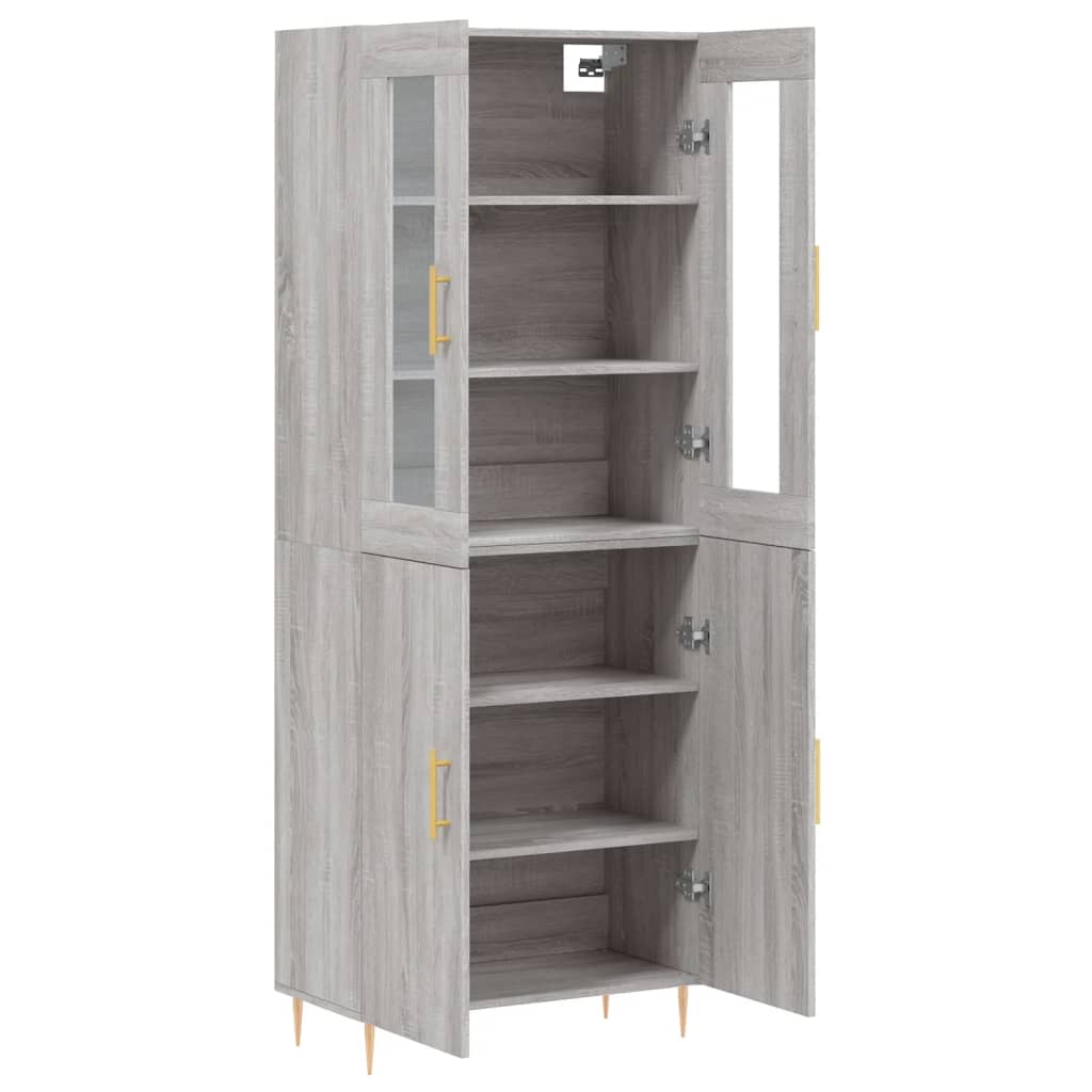 vidaXL Aparador alto madera contrachapada gris sonoma 69,5x34x180 cm