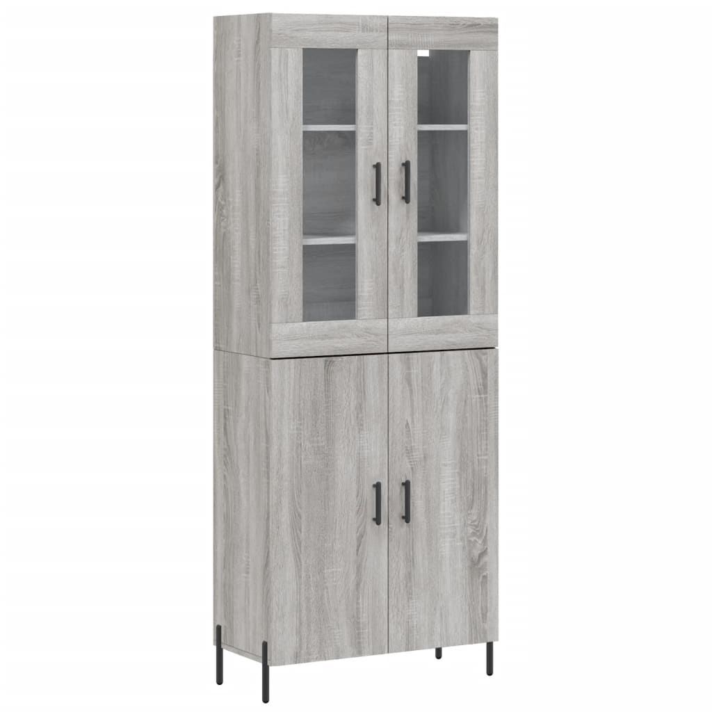 vidaXL Aparador alto madera contrachapada gris sonoma 69,5x34x180 cm