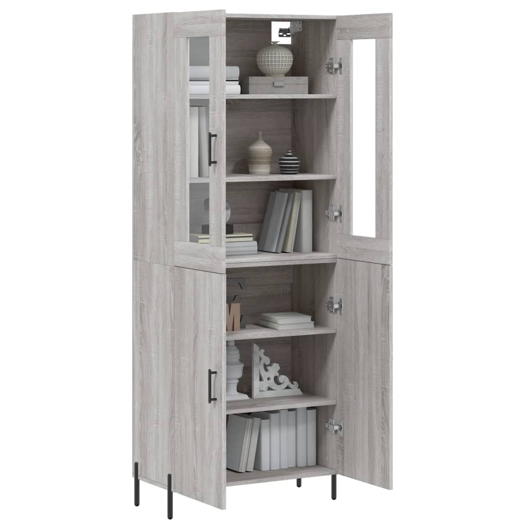 vidaXL Aparador alto madera contrachapada gris sonoma 69,5x34x180 cm