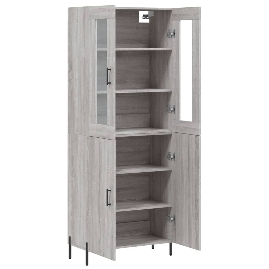 vidaXL Aparador alto madera contrachapada gris sonoma 69,5x34x180 cm