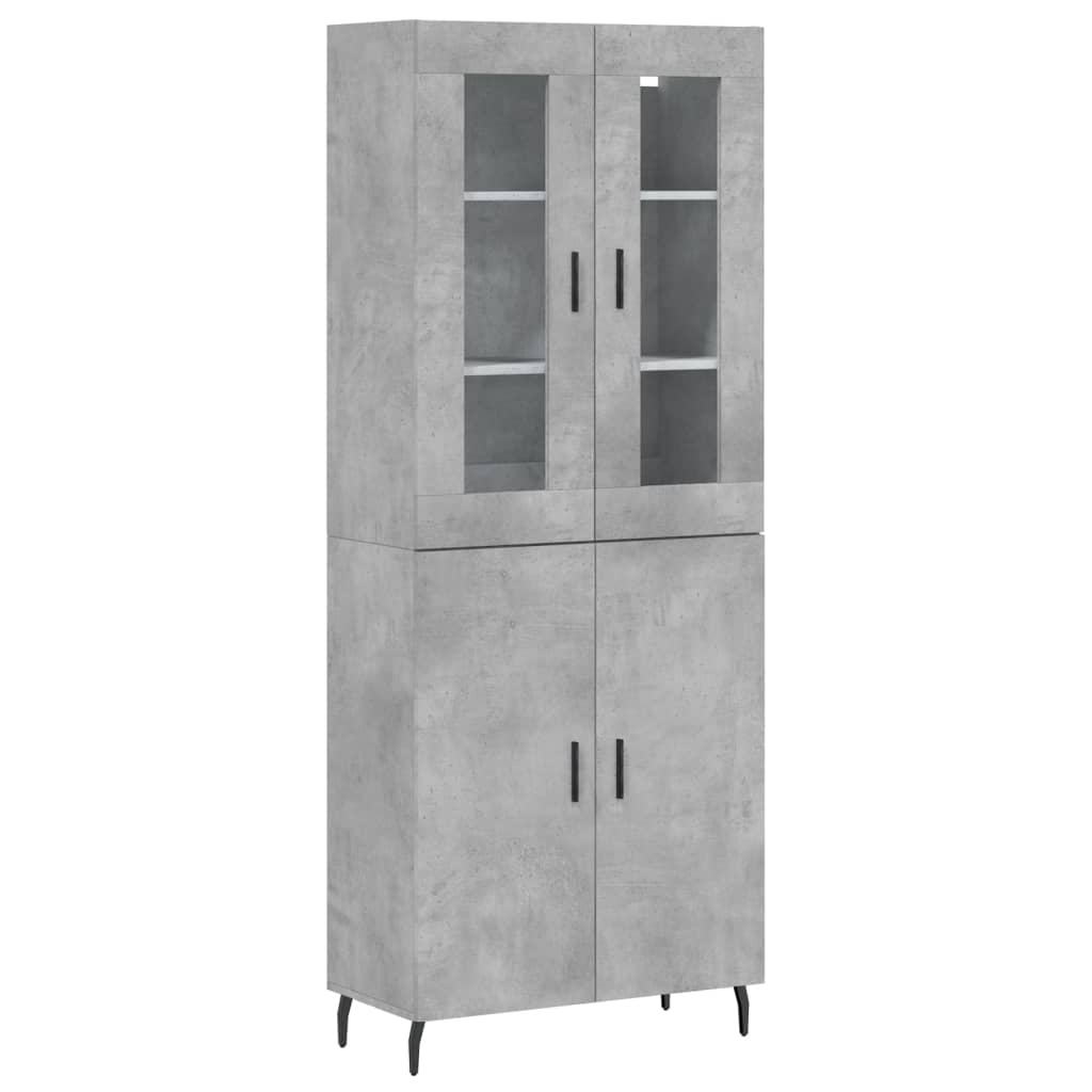 vidaXL Aparador alto madera contrachapada gris hormigón 69,5x34x180 cm