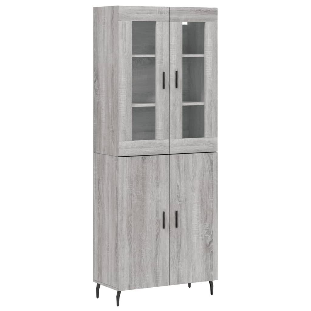 vidaXL Aparador alto madera contrachapada gris sonoma 69,5x34x180 cm