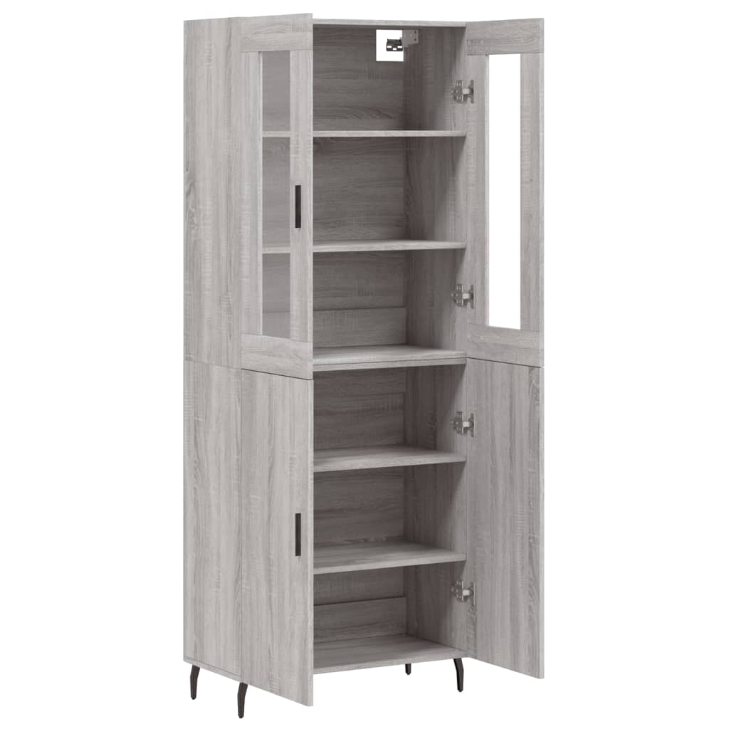 vidaXL Aparador alto madera contrachapada gris sonoma 69,5x34x180 cm