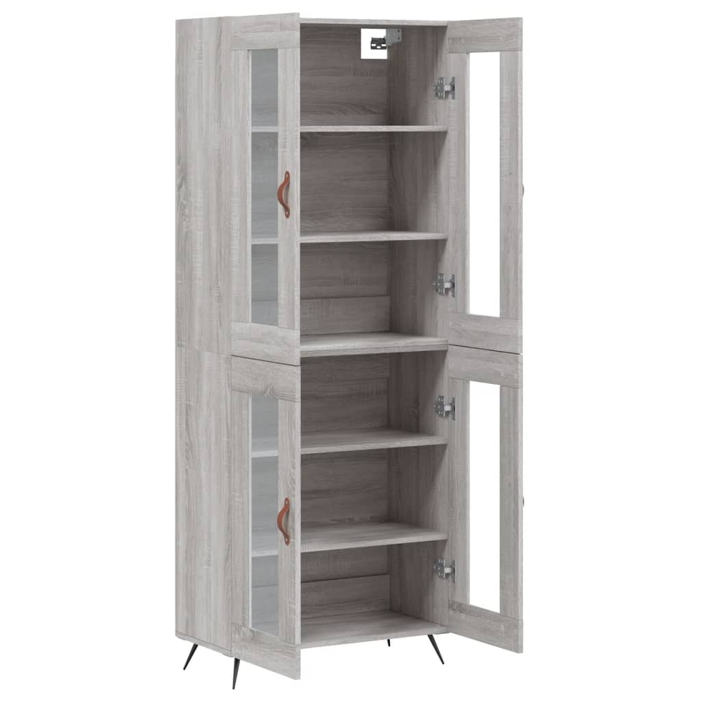 vidaXL Aparador alto madera contrachapada gris sonoma 69,5x34x180 cm