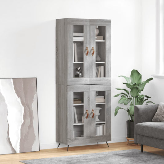 vidaXL Aparador alto madera contrachapada gris sonoma 69,5x34x180 cm