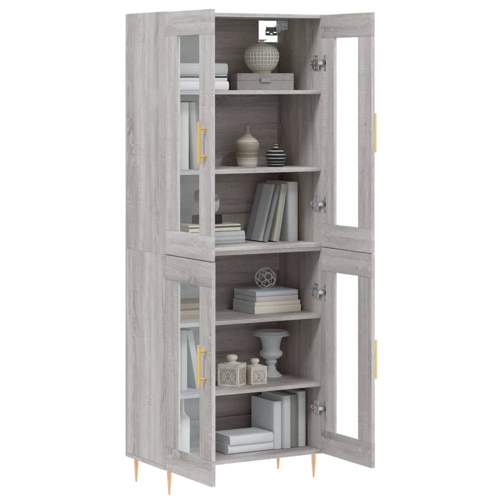 vidaXL Aparador alto madera contrachapada gris sonoma 69,5x34x180 cm