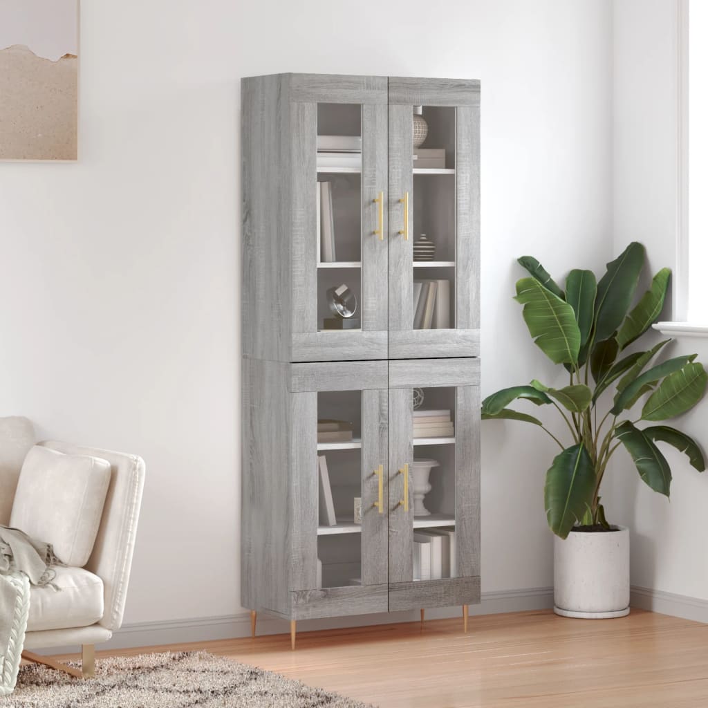 vidaXL Aparador alto madera contrachapada gris sonoma 69,5x34x180 cm