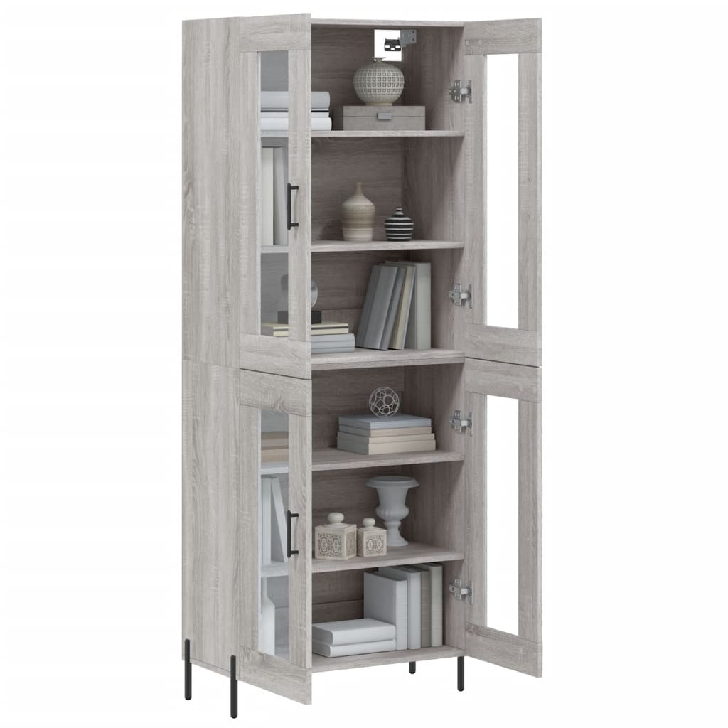 vidaXL Aparador alto madera contrachapada gris sonoma 69,5x34x180 cm