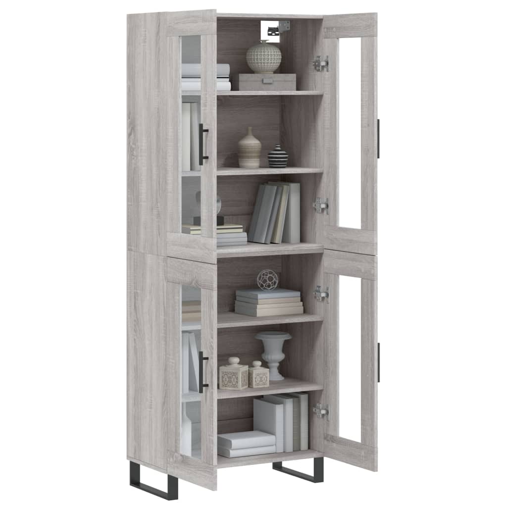 vidaXL Aparador alto madera contrachapada gris sonoma 69,5x34x180 cm