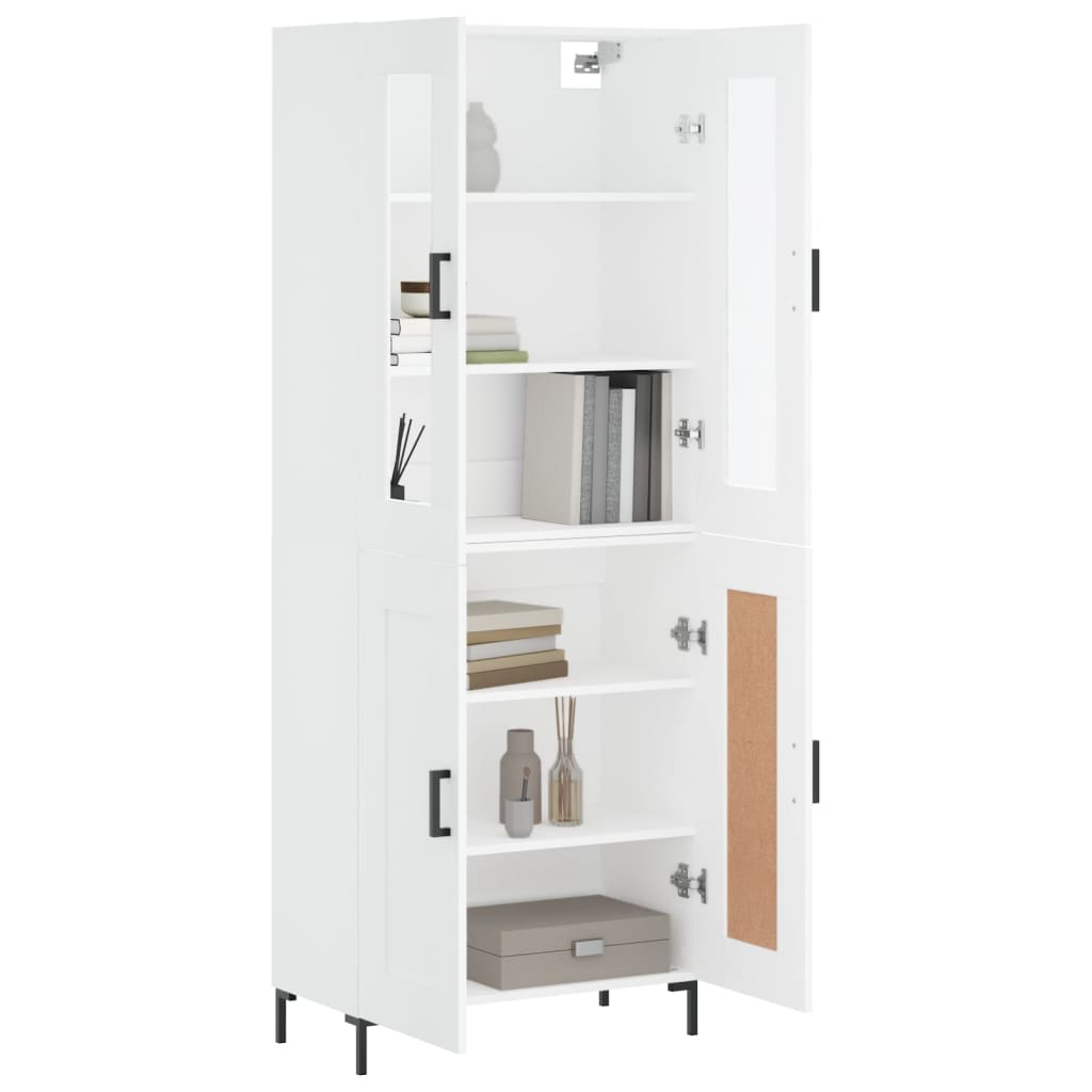 vidaXL Aparador alto madera contrachapada blanco 69,5x34x180 cm