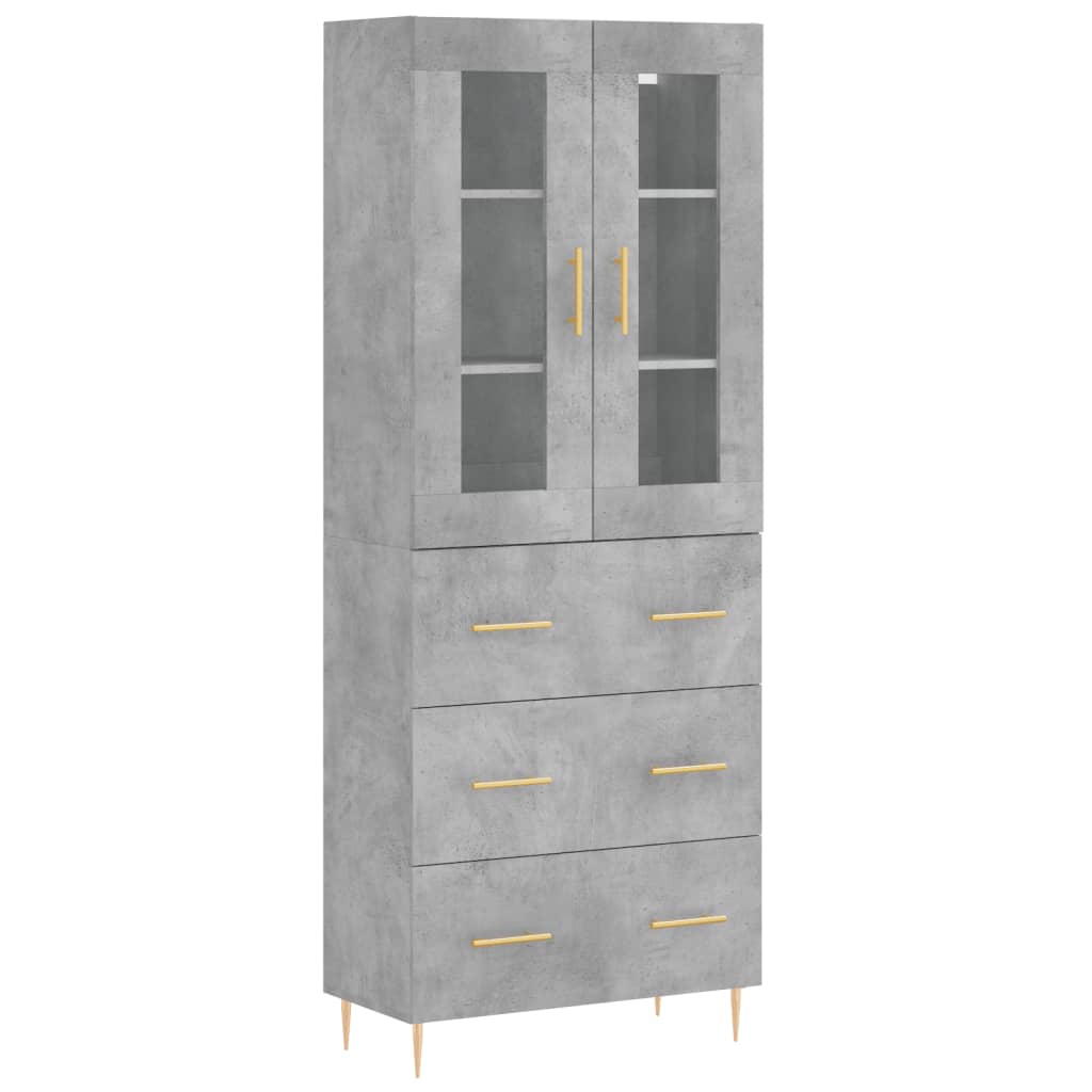 vidaXL Aparador alto madera contrachapada gris hormigón 69,5x34x180 cm