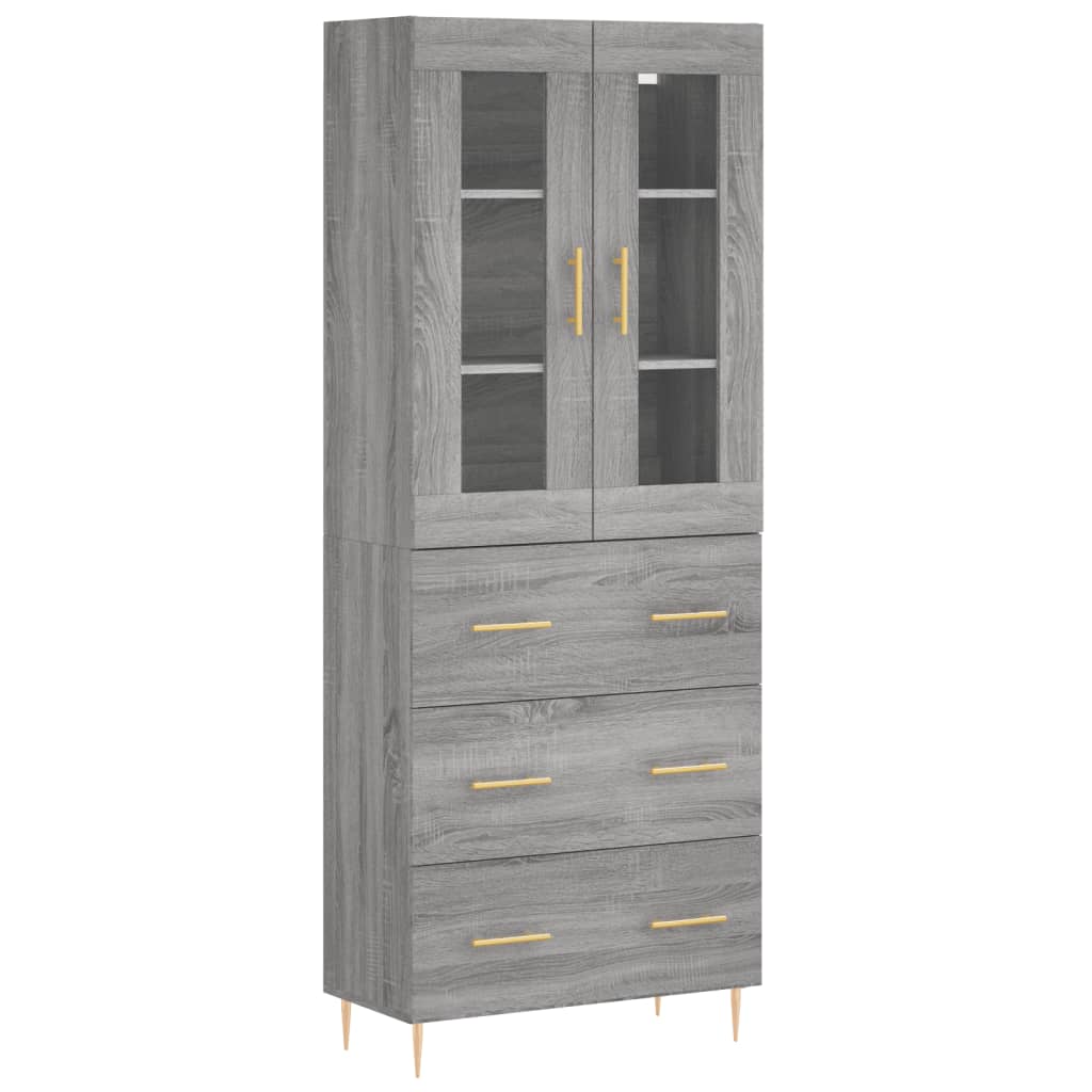 vidaXL Aparador alto madera contrachapada gris sonoma 69,5x34x180 cm