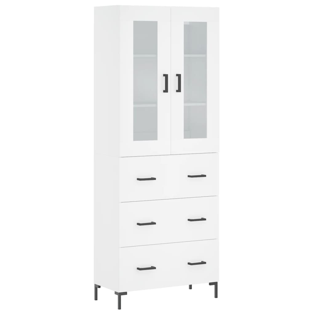 vidaXL Aparador alto madera contrachapada blanco 69,5x34x180 cm