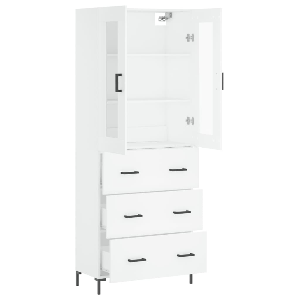 vidaXL Aparador alto madera contrachapada blanco 69,5x34x180 cm