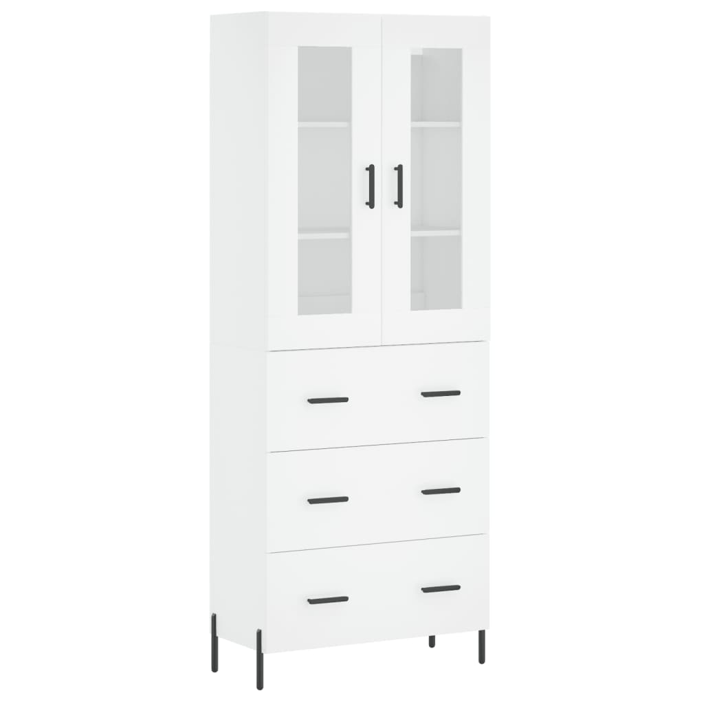 vidaXL Aparador alto madera contrachapada blanco 69,5x34x180 cm