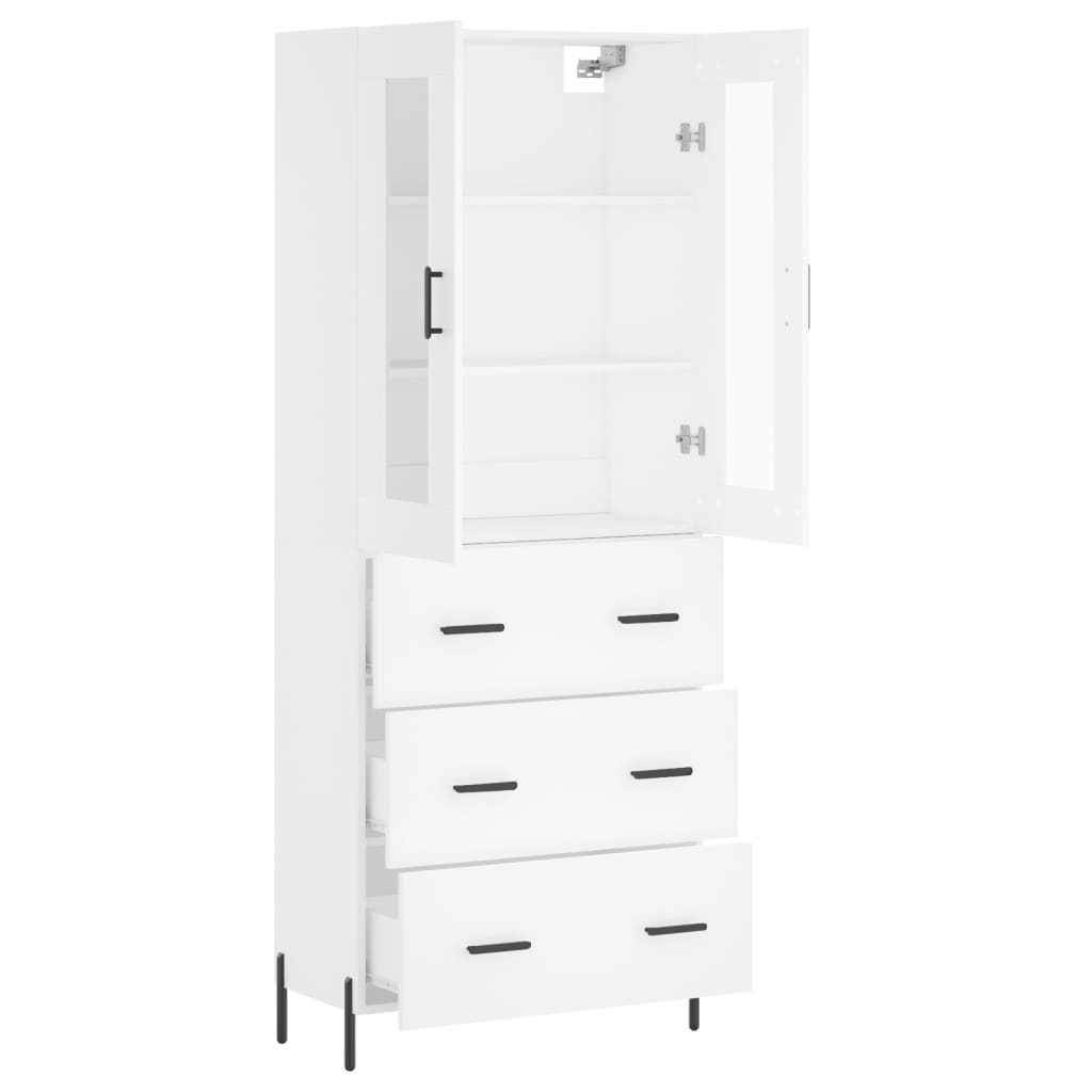 vidaXL Aparador alto madera contrachapada blanco 69,5x34x180 cm