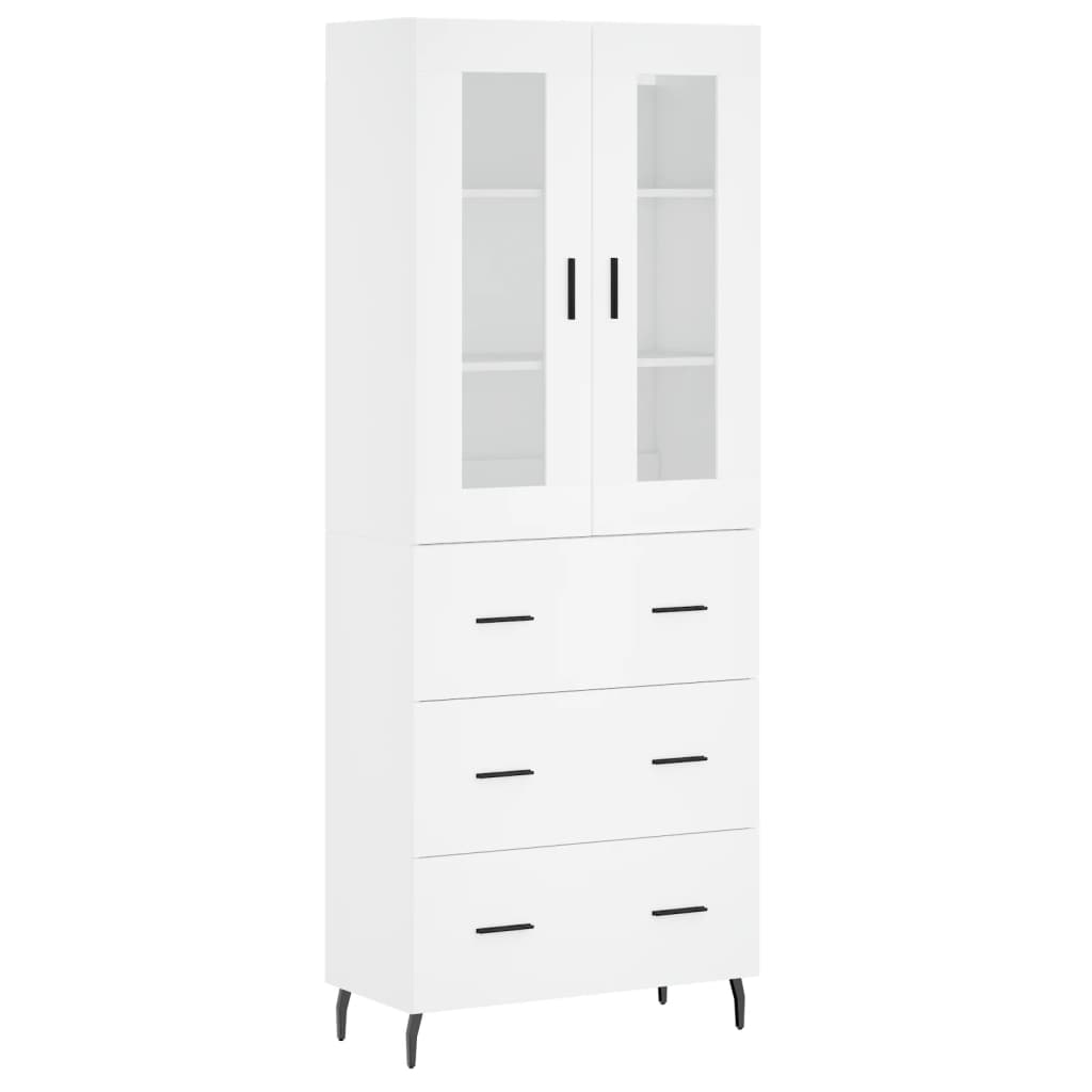 vidaXL Aparador alto madera contrachapada blanco 69,5x34x180 cm